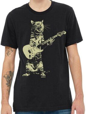 Cat Playing Music Graphic Tee, Funny Cat Lover Gift
